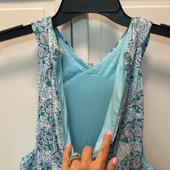 ✨ LOFT ✨ NWT Sleeveless Floral Midi Dress Tie Waist Teal Lined Size 14 $90 - Picture 12 of 12